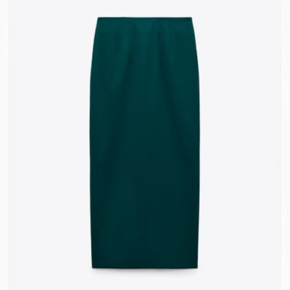 ZARA MIDI PENCIL SKIRT DARK GREEN 2047/991. - Picture 3 of 5